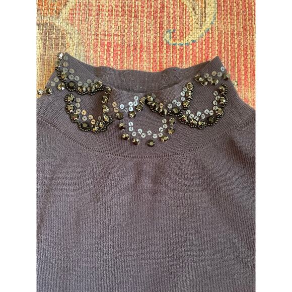 Ann Taylor Women's Night Sky Blue Embellished Mock Neck Sweater Size S - Picture 6 of 7